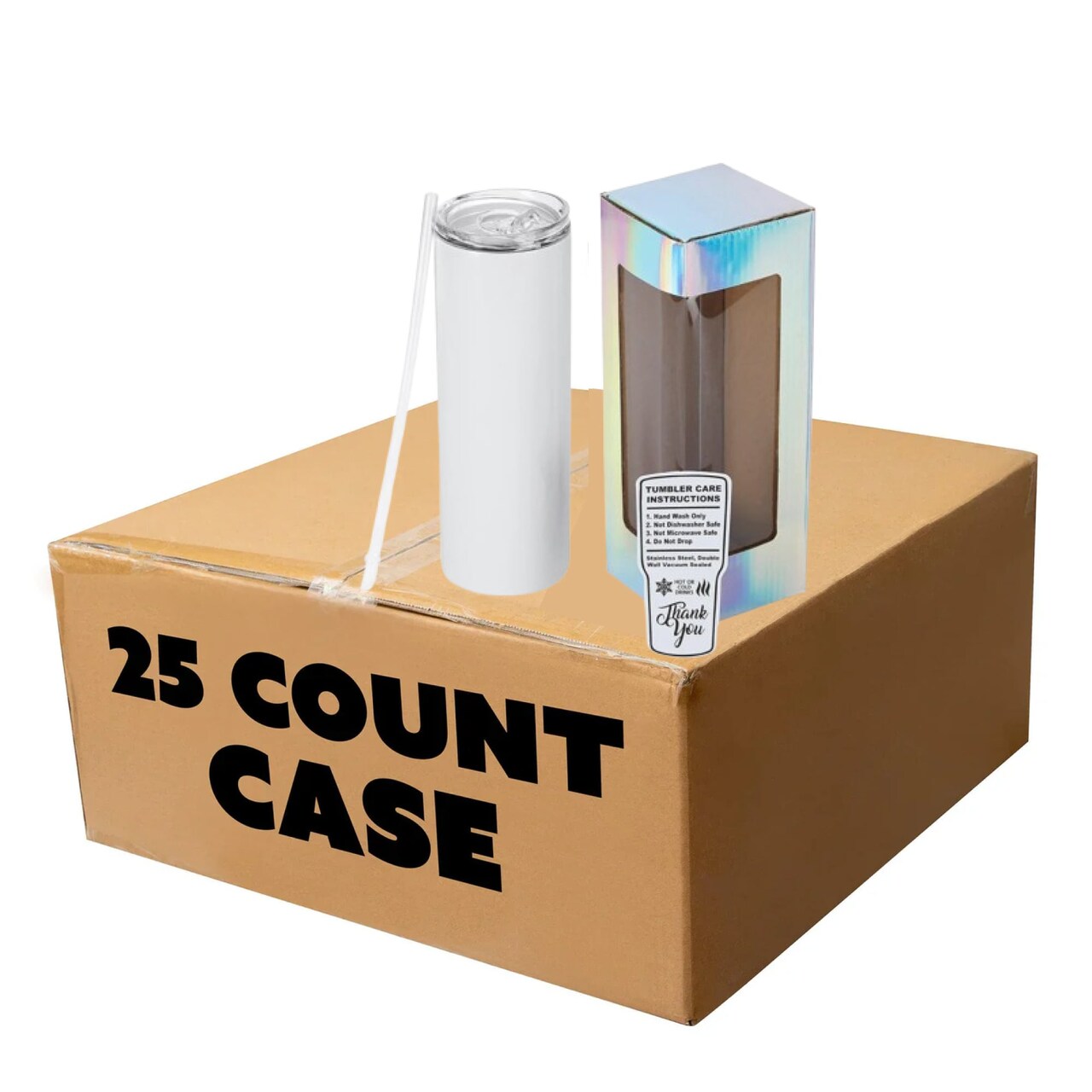 Makerflo 20 oz Skinny Sublimation Tumbler with Lid & Straw | Craft-Ready for DIY Gifts & Personalization (Sublimation, Epoxy, UV DTF, Vinyl, and Laser Engraving)